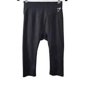 🔥049 Gymshark Cropped Training Black Leggings